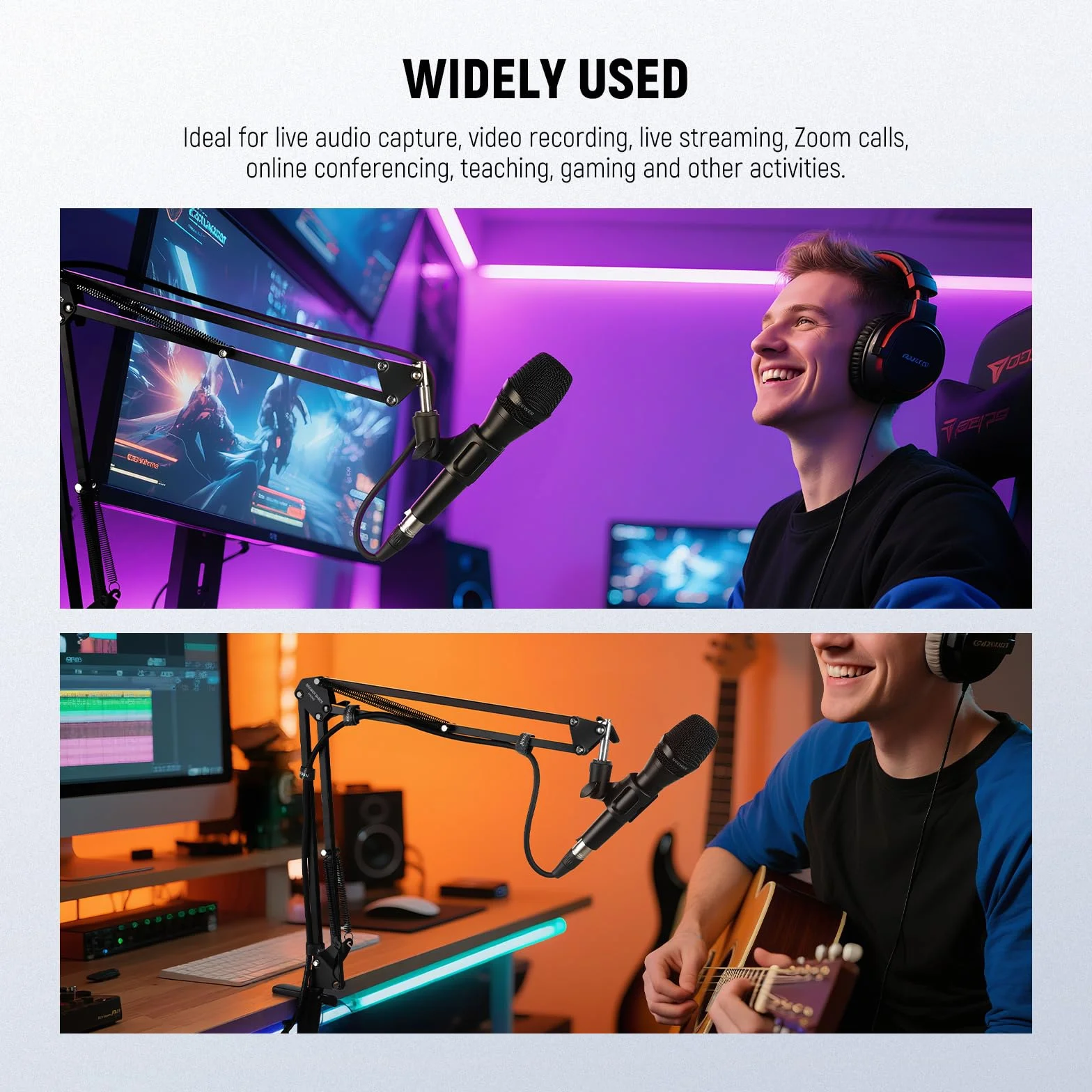 NEEWER Stojak na ramię mikrofonowe, podwieszany wysięgnik nożycowy, uchwyt na biurko z klipsem i adapter 3/8 cala na 5/20.3 cm, kompatybilny z Blue Yeti Snowball HyperX QuadCast SoloCast Shure