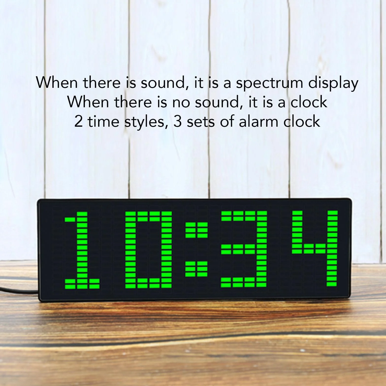 Cuifati RGB Music Spectrum Wyświetlacz, 84 Efekty, Konstrukcja ABS, Zasilana USB, Idealne do Domu, Biura lub Imprezy z 2 Stylami Czasowymi i 3 Alarmami, Wrażliwe Odbiór dla Kontroli