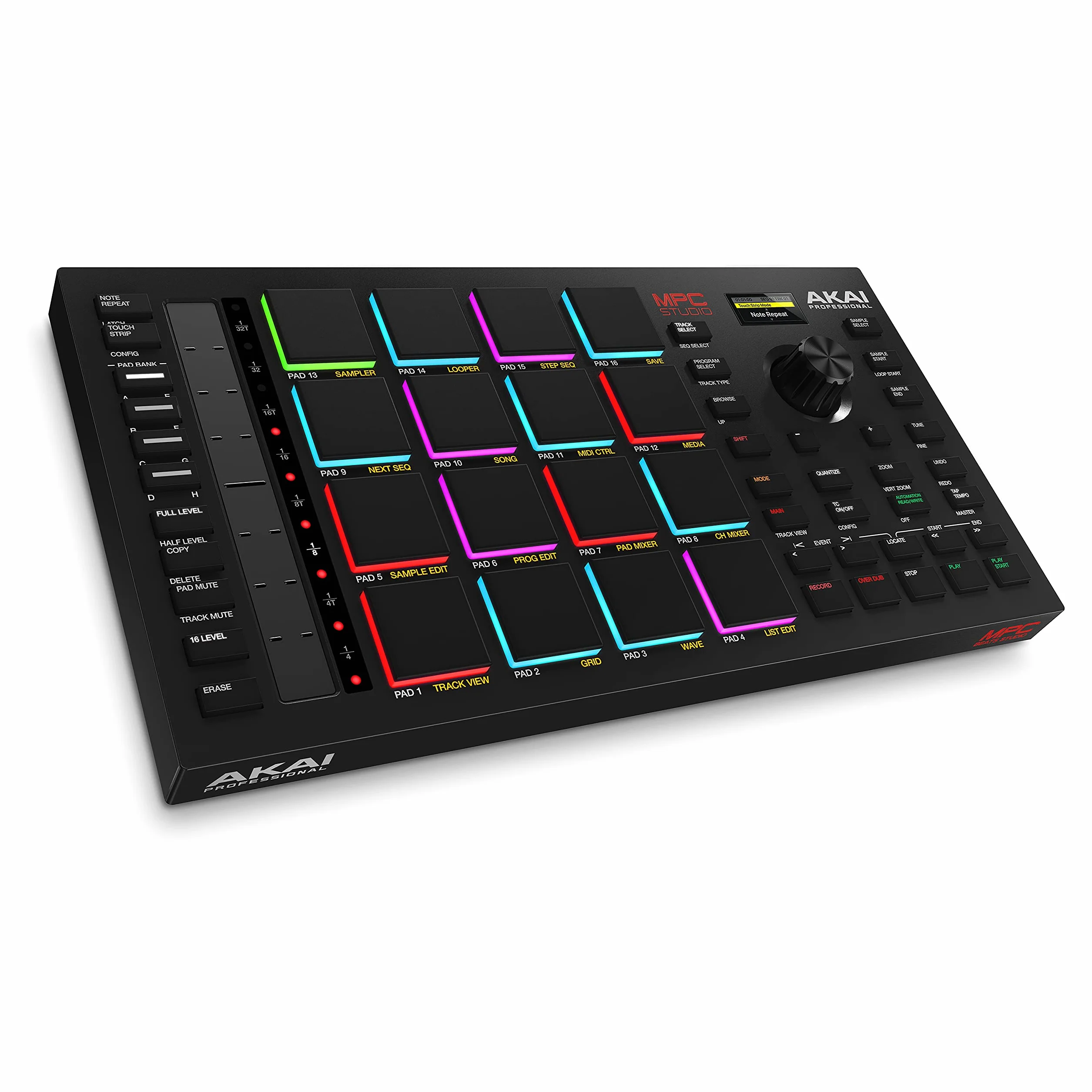 Akai Professional MPC Studio Kontroler MIDI Beat Maker z 16 podkładkami RGB czułymi na siłę nacisku, oprogramowaniem MPC, przypisywanym paskiem dotykowym i wyświetlaczem LCD