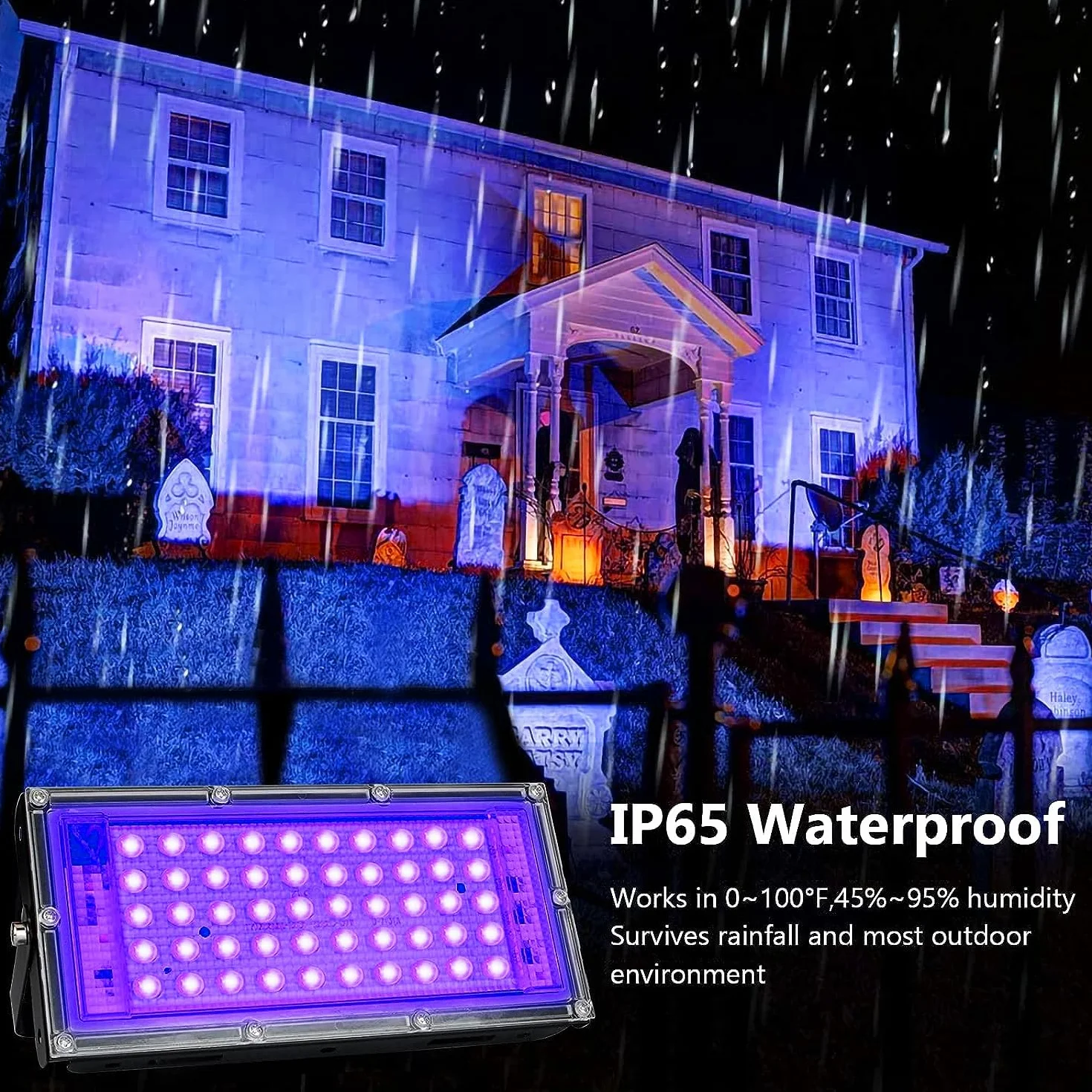 Reflektory UV 50W 2PCS 395-400 nm IP65 Wodoodporny Czarny z Wyłącznikiem