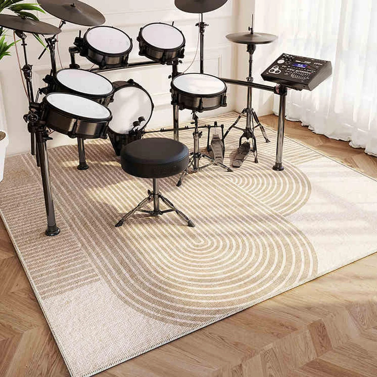 140 x 120 cm mata perkusyjna, dywan, antypoślizgowy, dźwiękoszczelny dywan, profesjonalny dywan perkusyjny do perkusji elektronicznych, bębnów basowych, werbli, stojaków, gitary, zestawu perkusyjnego