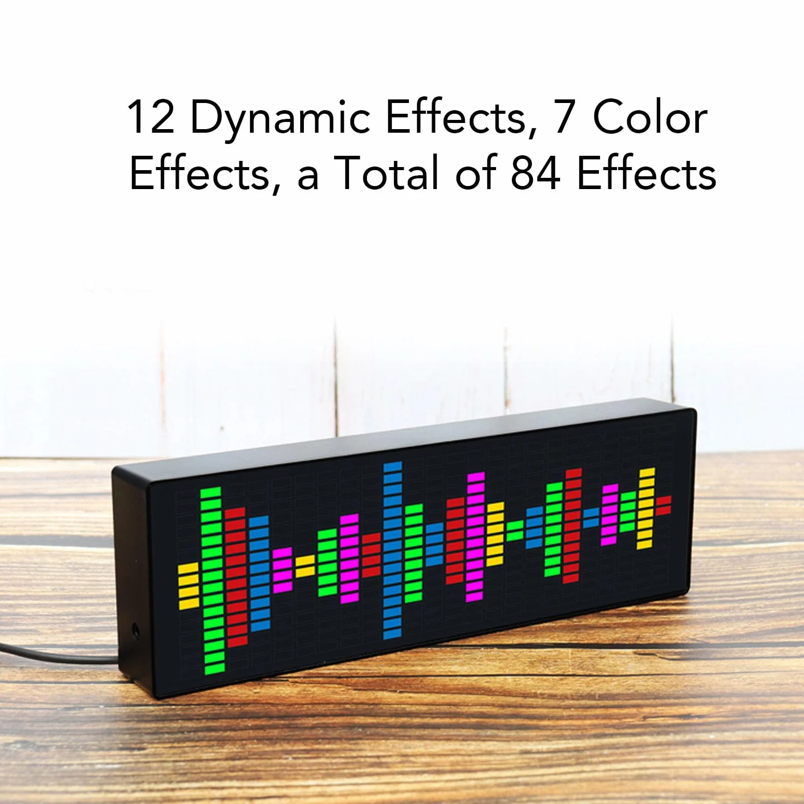 Cuifati RGB Music Spectrum Wyświetlacz, 84 Efekty, Konstrukcja ABS, Zasilana USB, Idealne do Domu, Biura lub Imprezy z 2 Stylami Czasowymi i 3 Alarmami, Wrażliwe Odbiór dla Kontroli