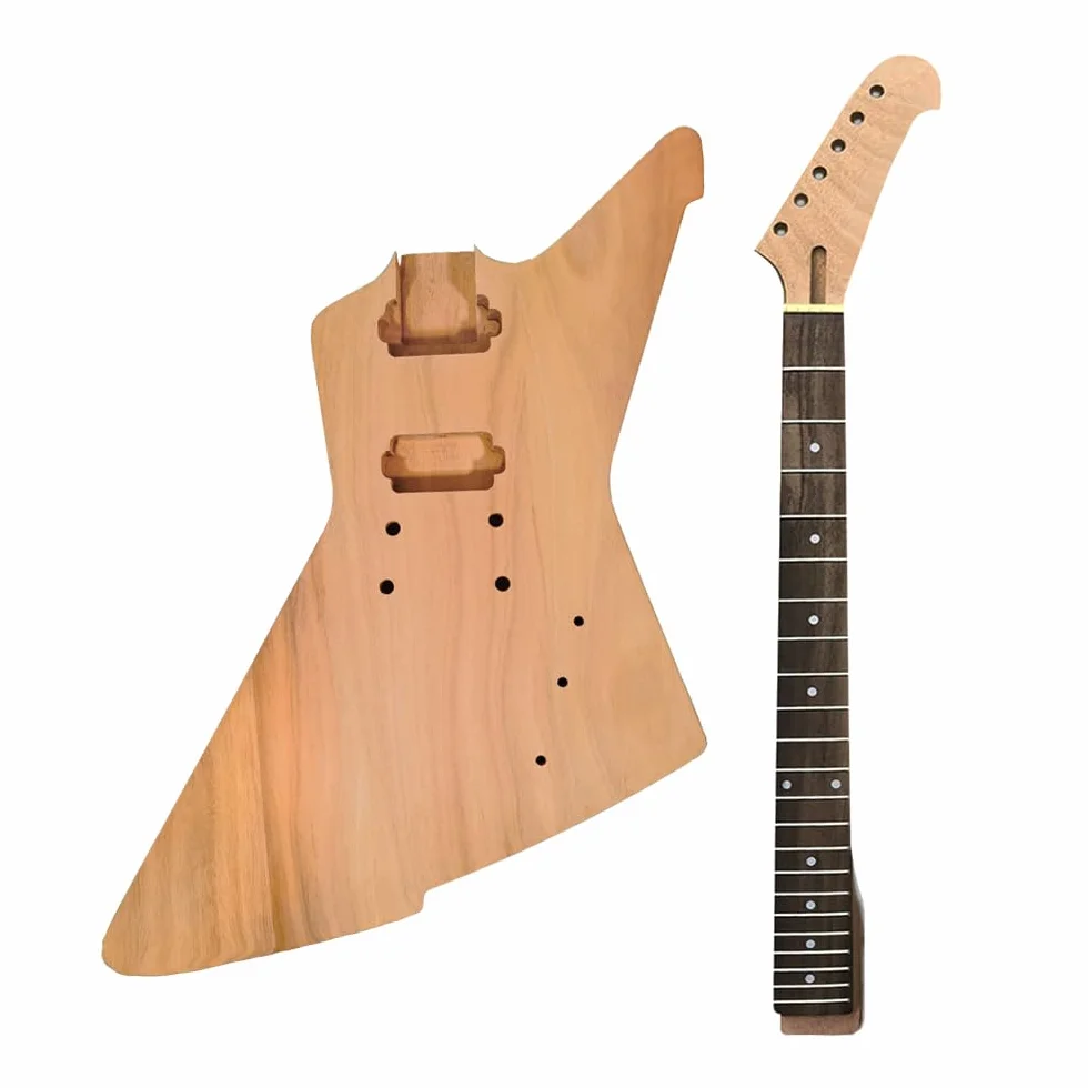 Zestaw gitarowy do samodzielnego wykonania mahoniowy korpus gitarowy szyja gitarowa 22 progi 63 cm głowica bananowa Dot Inlay Set in Heel