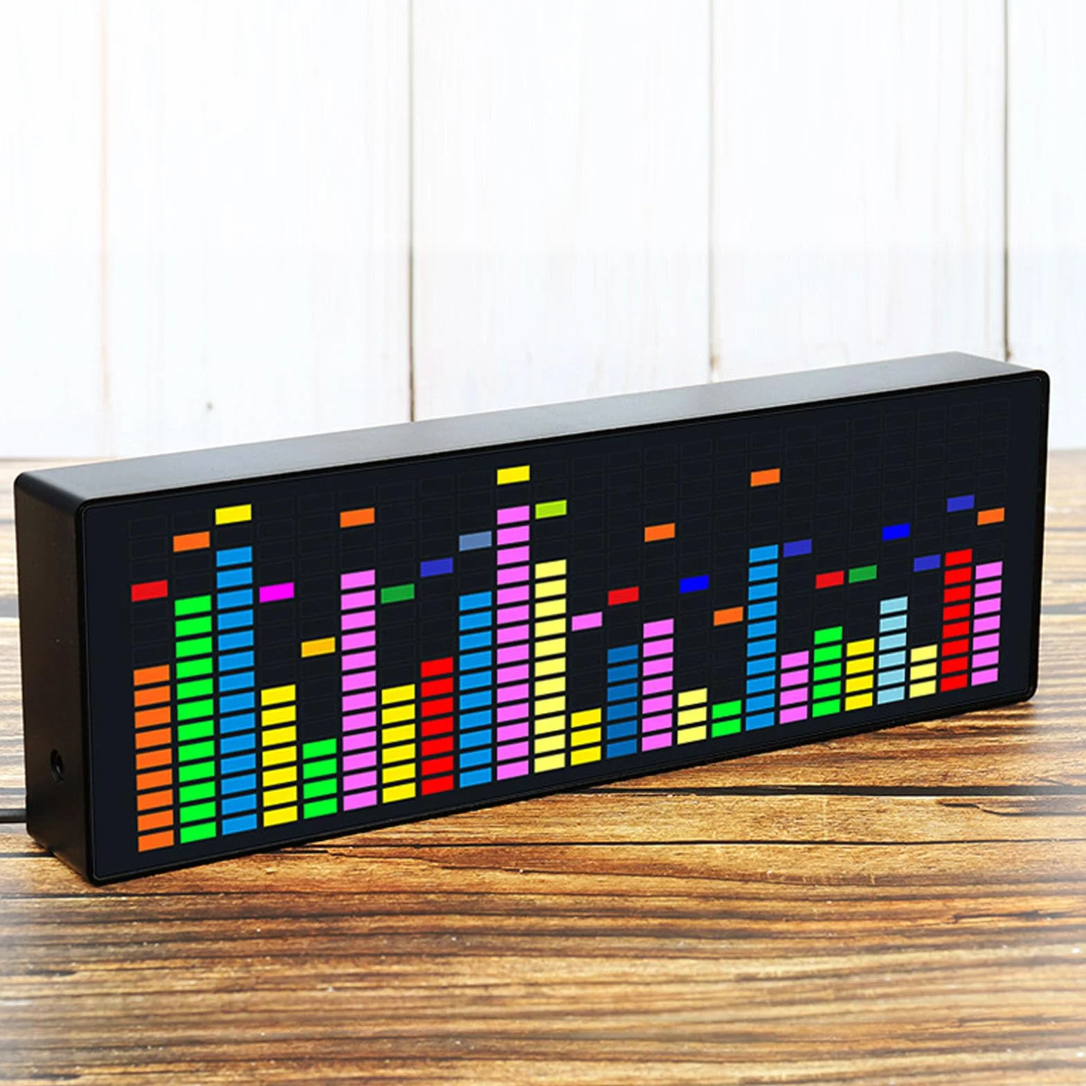 Cuifati RGB Music Spectrum Wyświetlacz, 84 Efekty, Konstrukcja ABS, Zasilana USB, Idealne do Domu, Biura lub Imprezy z 2 Stylami Czasowymi i 3 Alarmami, Wrażliwe Odbiór dla Kontroli