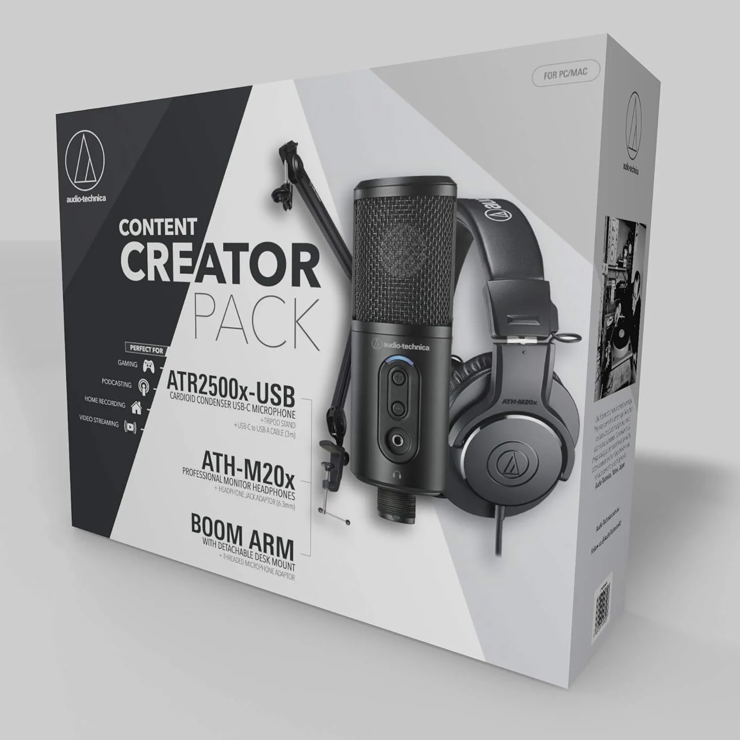 Audio-Technica Ath-M20X+Atr2500X Słuchawki i Mikrofon, Czarny