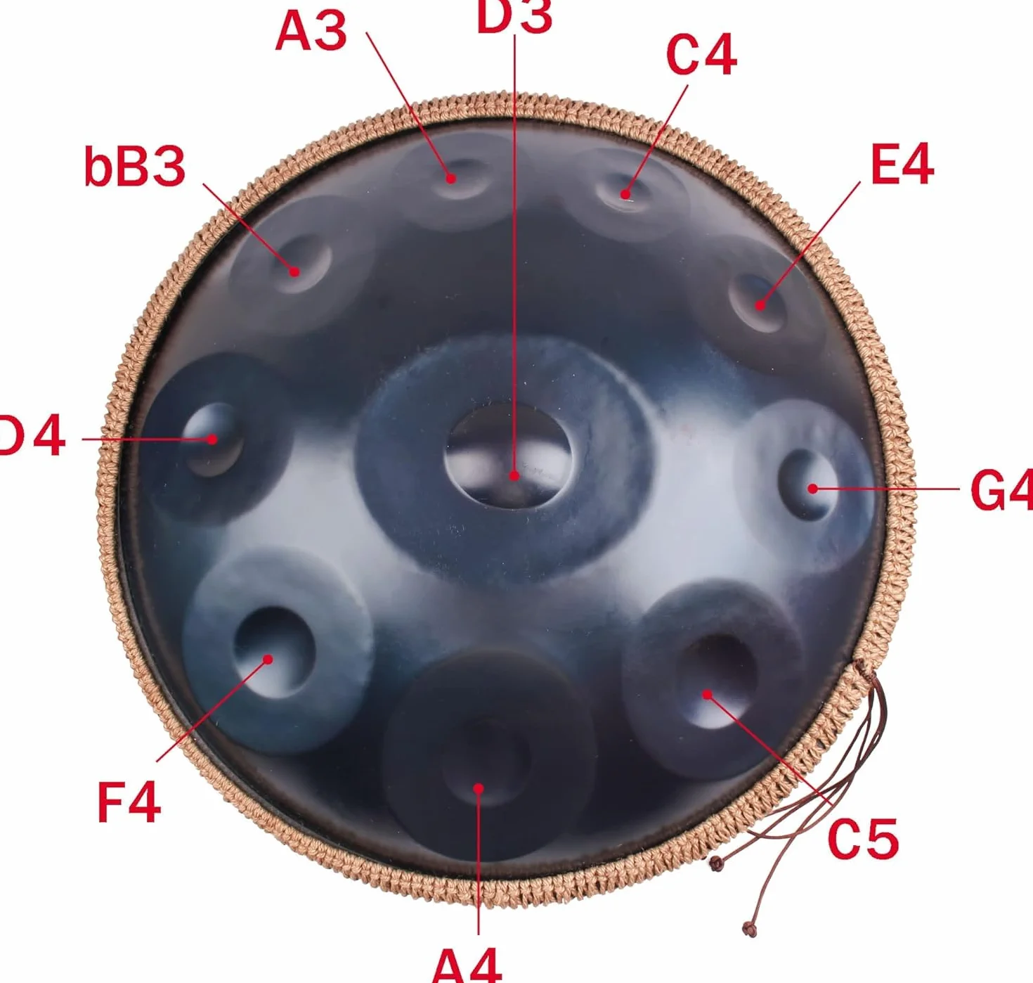 Handpan 432 Hz dla początkujących, stalowa bębenka 10 dźwięków 56 cm, ręczna bębenka w D-moll, ręczna bębenka z torbą i uchwytem na handpan, stalowa bębenka do terapii dźwiękiem, medytacji