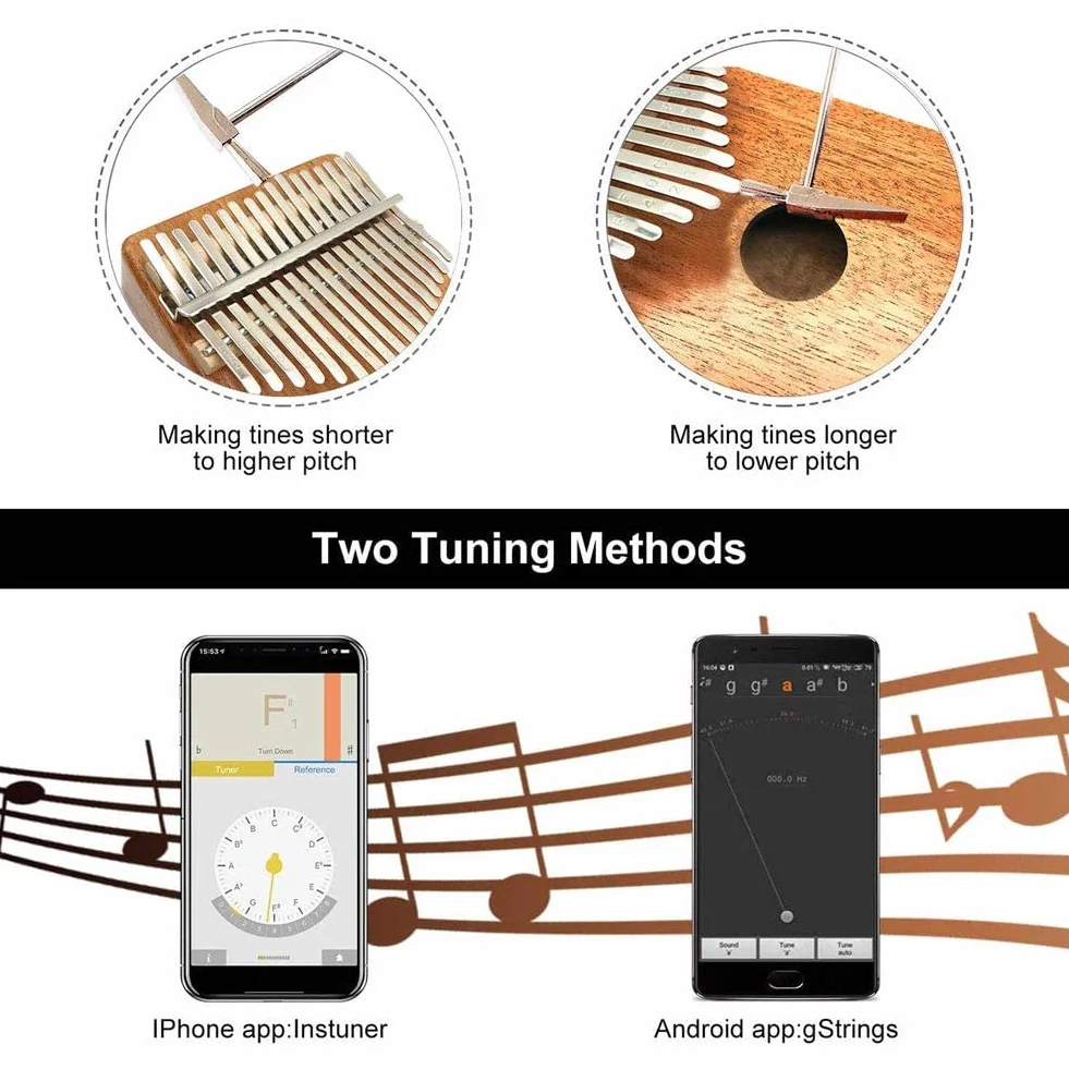 Kalimba pianino dla kciuków, 17 klawiszy, przenośne pianino Mbira do gry palcami, z etui ochronnym, śpiewnikiem umożliwiającym szybką naukę, wszystko w jednym zestawie