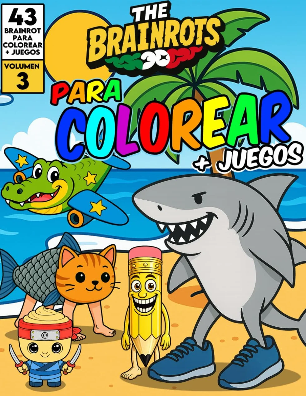 Libro para colorear "The Brainrots" Vol. 3 – Álbum con personajes de los Italian Brainrot – Volumen Tres: Con 43 Brainrots italianos para colorear + Juegos