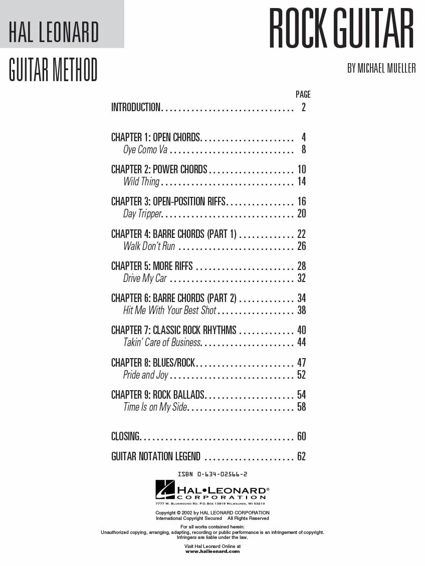 Rock Guitar Method Learn Rhythm and Lead Guitar Step-By-Step Lessons with 70 Rock Songs, Riffs, Chords, and Techniques Includes Online Audio for Play-Along and Practice: Book/Online Audio