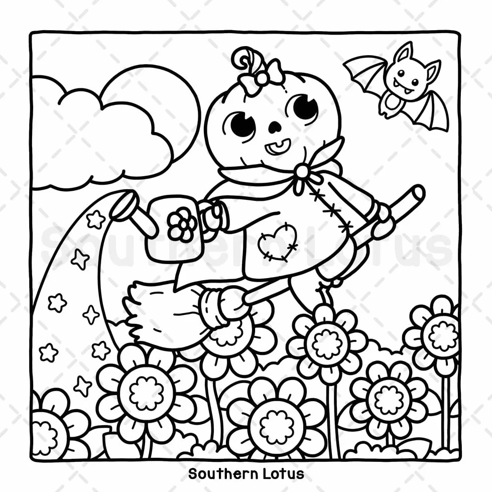 Spooky Vibes: Coloring Book for Adults and Teens with Cute Creepy Characters and Hygge Scenes, Easy and Cozy Designs for Relaxation and Stress Relief