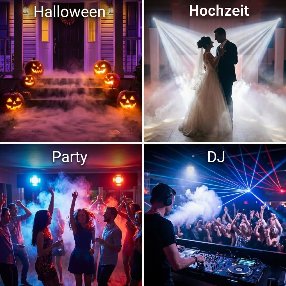 maszyna do dymu z efektem RGB, 700 W, 13 kolorów, 8 diod LED, mini wytwornica dymu z 2 przewodowymi i radiowymi pilotami, na imprezę dyskotekową, Halloween, wesela