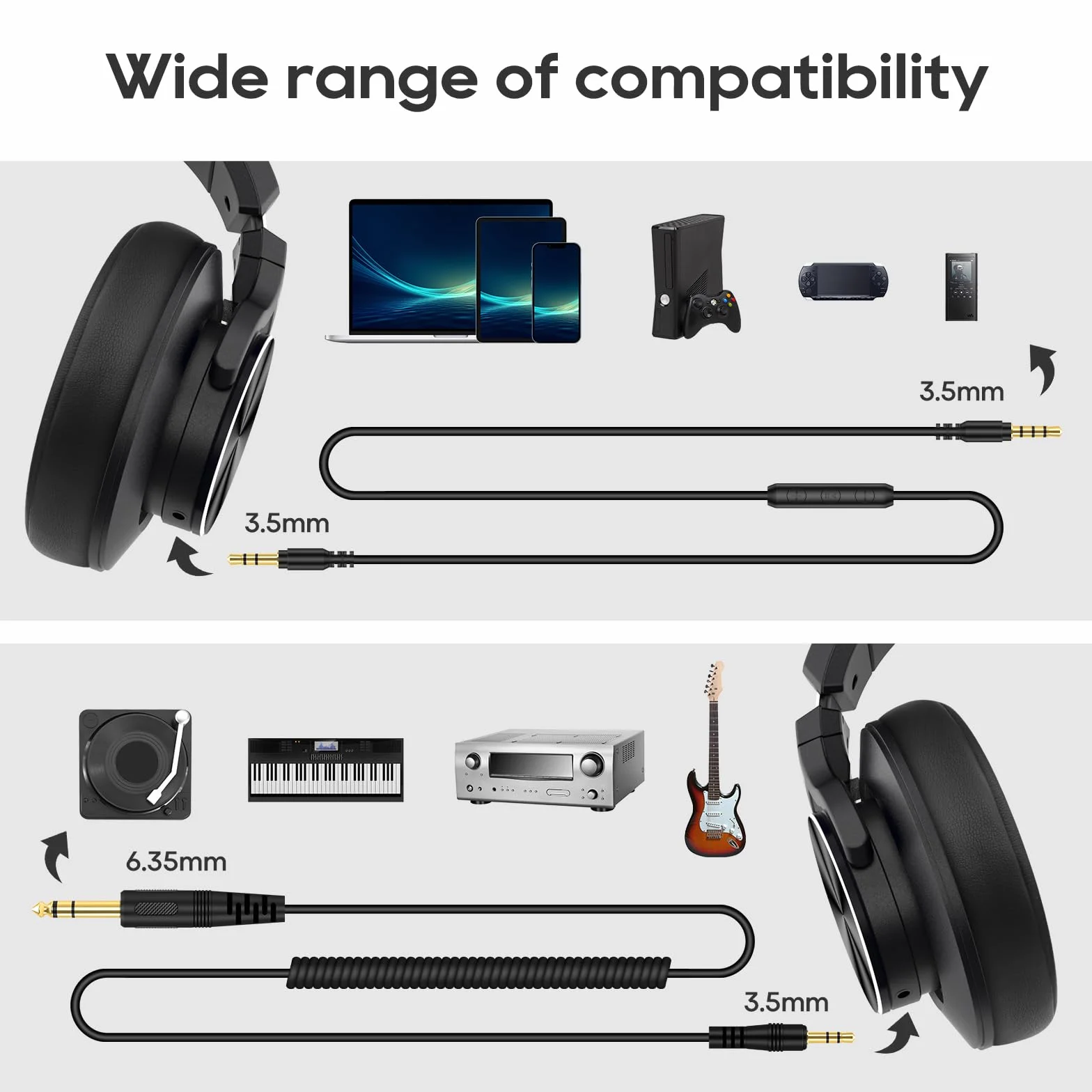 Srhythm HD75 przewodowe słuchawki nauszne DJ do studia/imprezy/gitary