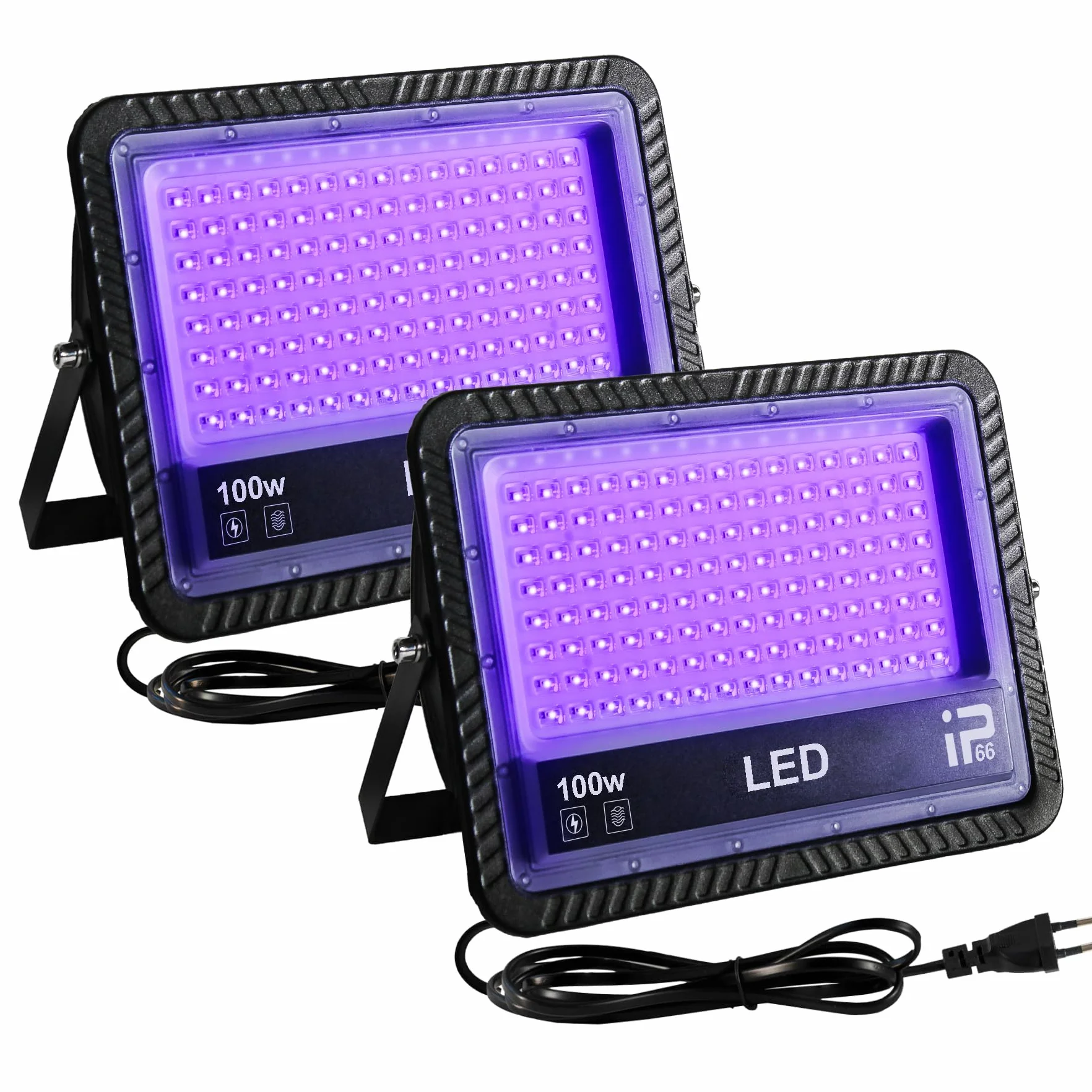 czarne światło UV 100 W, czarne światło z przełącznikiem, 385-400 nm, IP66, wodoodporny reflektor UV do baru, na Halloween, imprezę świecącą, do malowania ciała, na imprezę z czarnym światłem