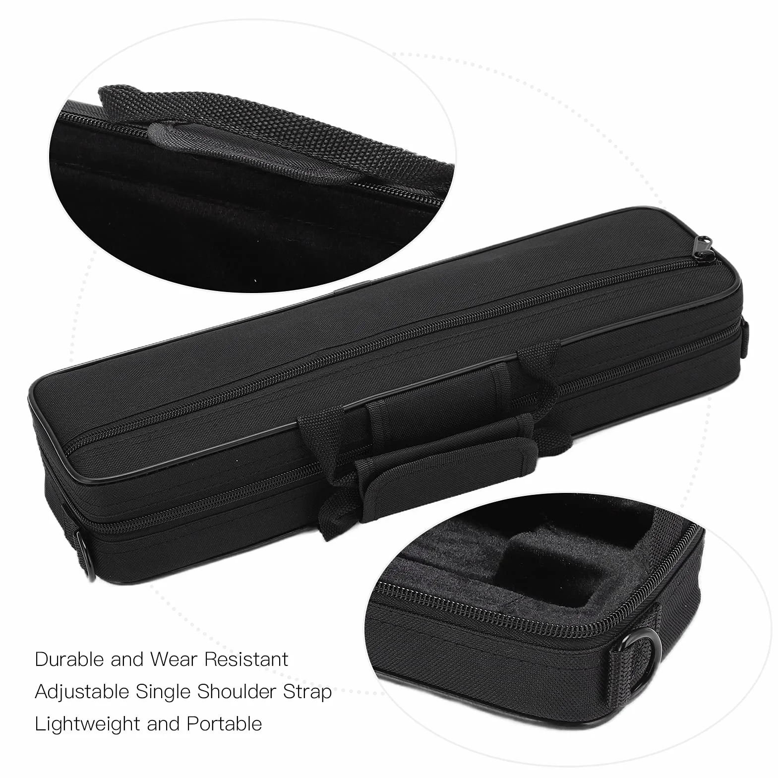 Flute Case Torba do Przenoszenia, Wodoodporna, Odporna Na Zużycie Tkanina Oxford Przenośna Torba Koncertowa Z Regulowanym Paskiem Na Ramię I Uchwytem Na 16 Otworowy Flet