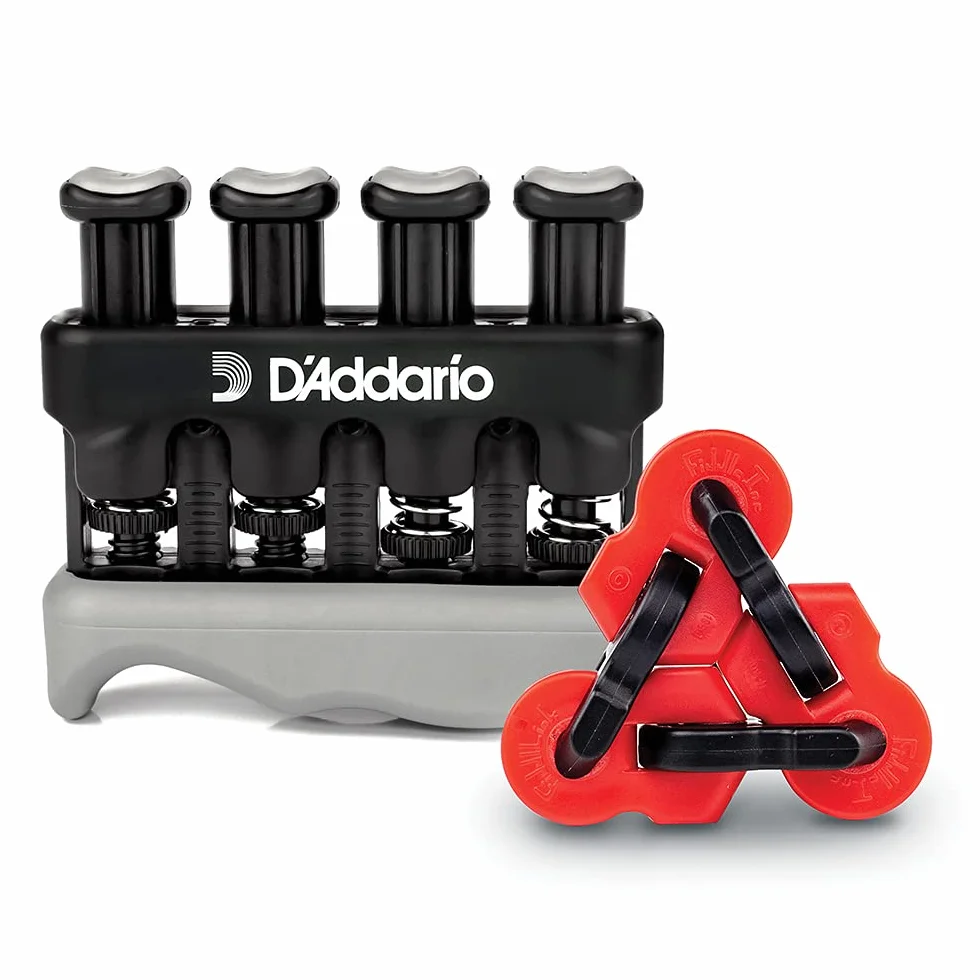 D'Addario Varigrip wzmacniacz palców z Fiddilink - przyrząd do ćwiczenia palców i gitarzysta z symulowanymi strunami do budowania zrogowaciałego - narzędzie wzmacniające i koordynacyjne dla
