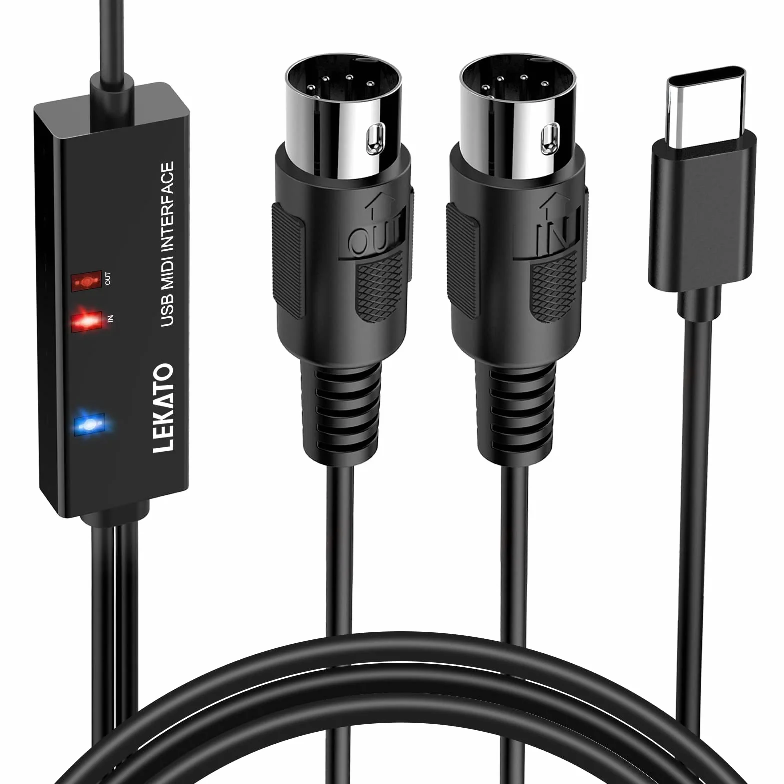 LEKATO Kabel MIDI Type-C, Adapter Typu C, Profesjonalny Konwerter Do Kontrolera MIDI/Pianina Elektrycznego, 6,5FT (2 m)