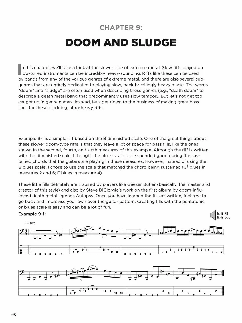 Extreme metal bass - recueil + enregistrement(s) en ligne: Essential Techniques, Concepts, and Applications for Metal Bassists
